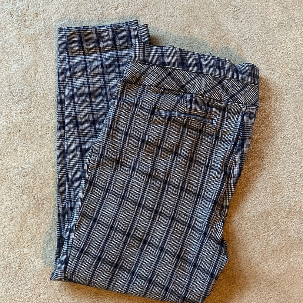 Violets and Roses slacks elastic waist Blue Plaid Pants Sz 14/32